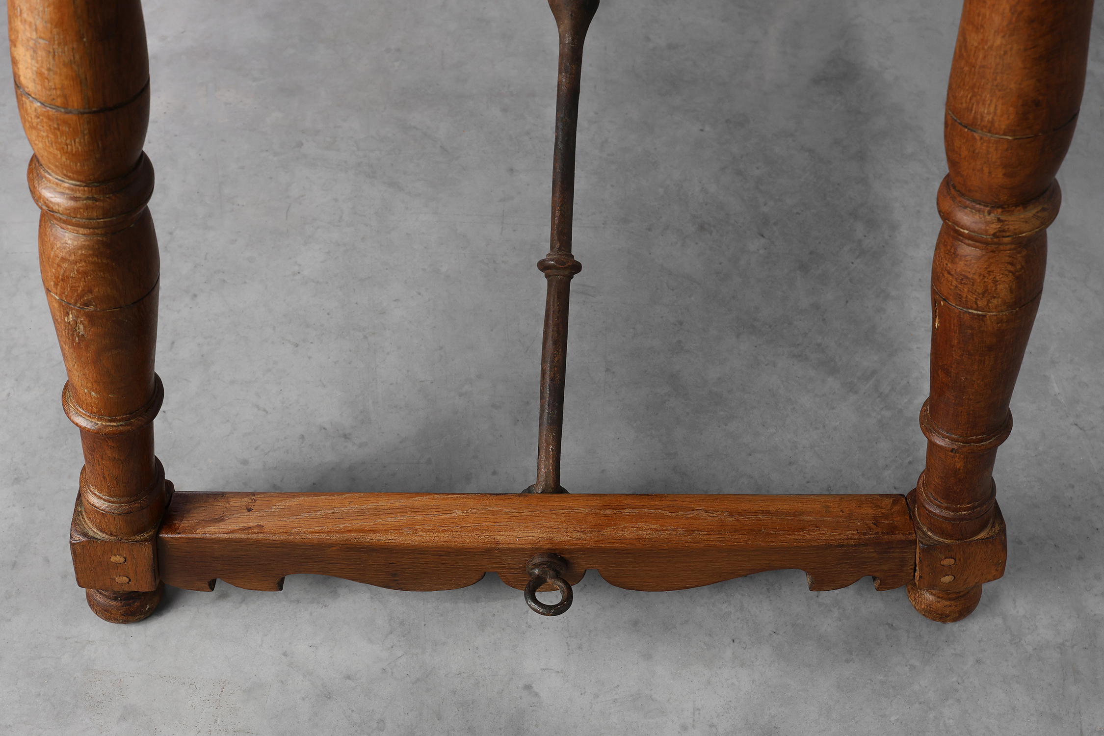 18th‑Century Spanish Walnut Trestle Table with Iron Stretcherthumbnail